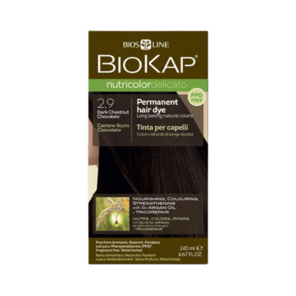 2.9 Dark Chestnut Chocolate 140ml permanent hair dye - BioKap Nutricolor