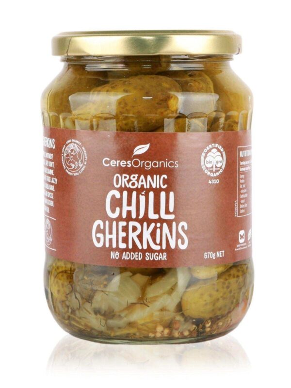 Gherkins chilli no sugar 670g - Ceres organics