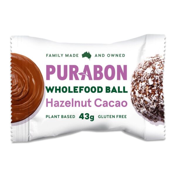 Hazelnut cacao wholefood ball 43g - Purabon