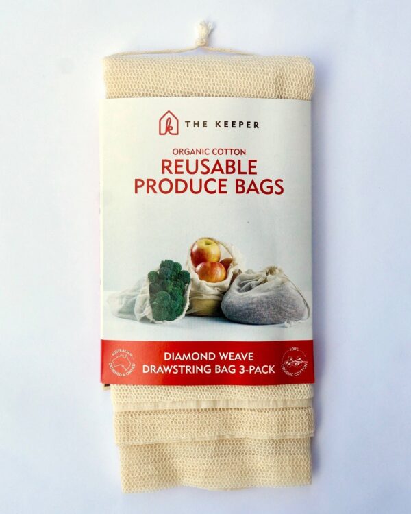 Diamond weave produce drawstring bag 3 pack - The Keeper