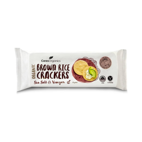 Brown rice crackers salt & vinegar 115g - Ceres organics