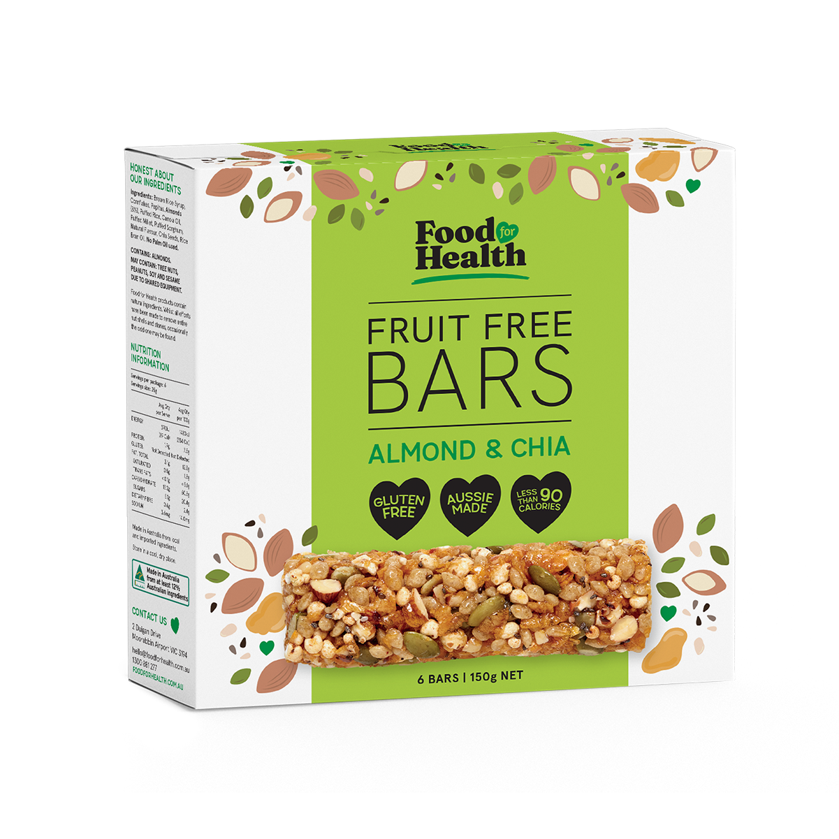 Fruit Free Bars With Almonds And Chia Food For Health Concept Green Urban Foods 6437