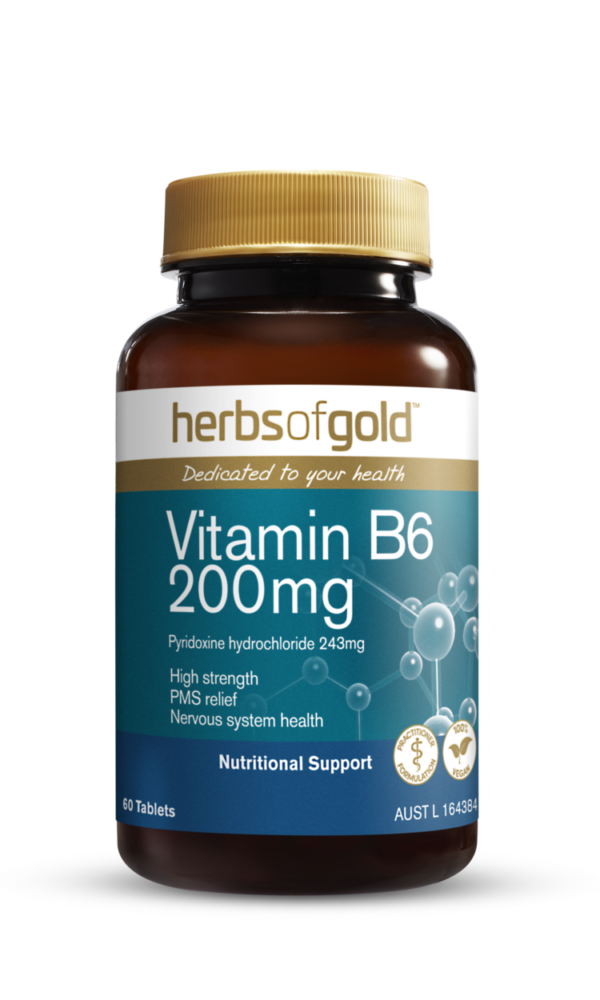 Vitamin B6 200mg 60 capsules - Herbs of Gold