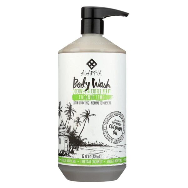 Alaffia Body Wash Ultra Hydrating Normal to Dry Skin Coconut Lime 32 fl oz 950 ml